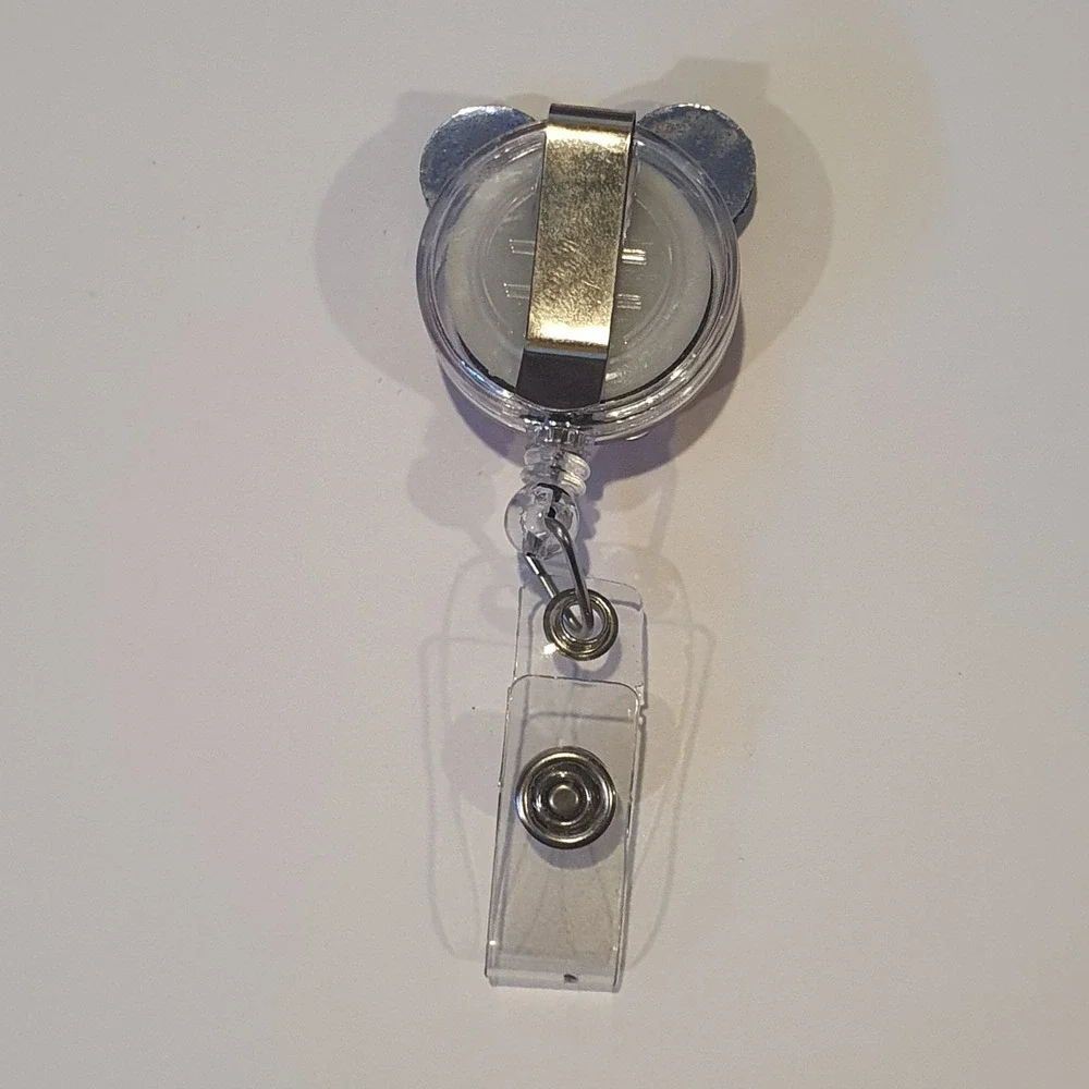 Blue Mouse Rhinestone Retractable Badge Reel‎ ID Holder Orange Sparkle Disney